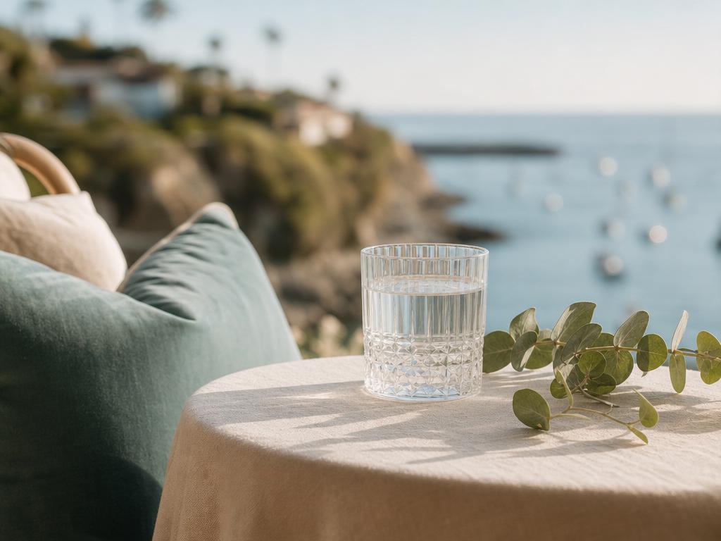 Soft coastal light and calm ocean horizon